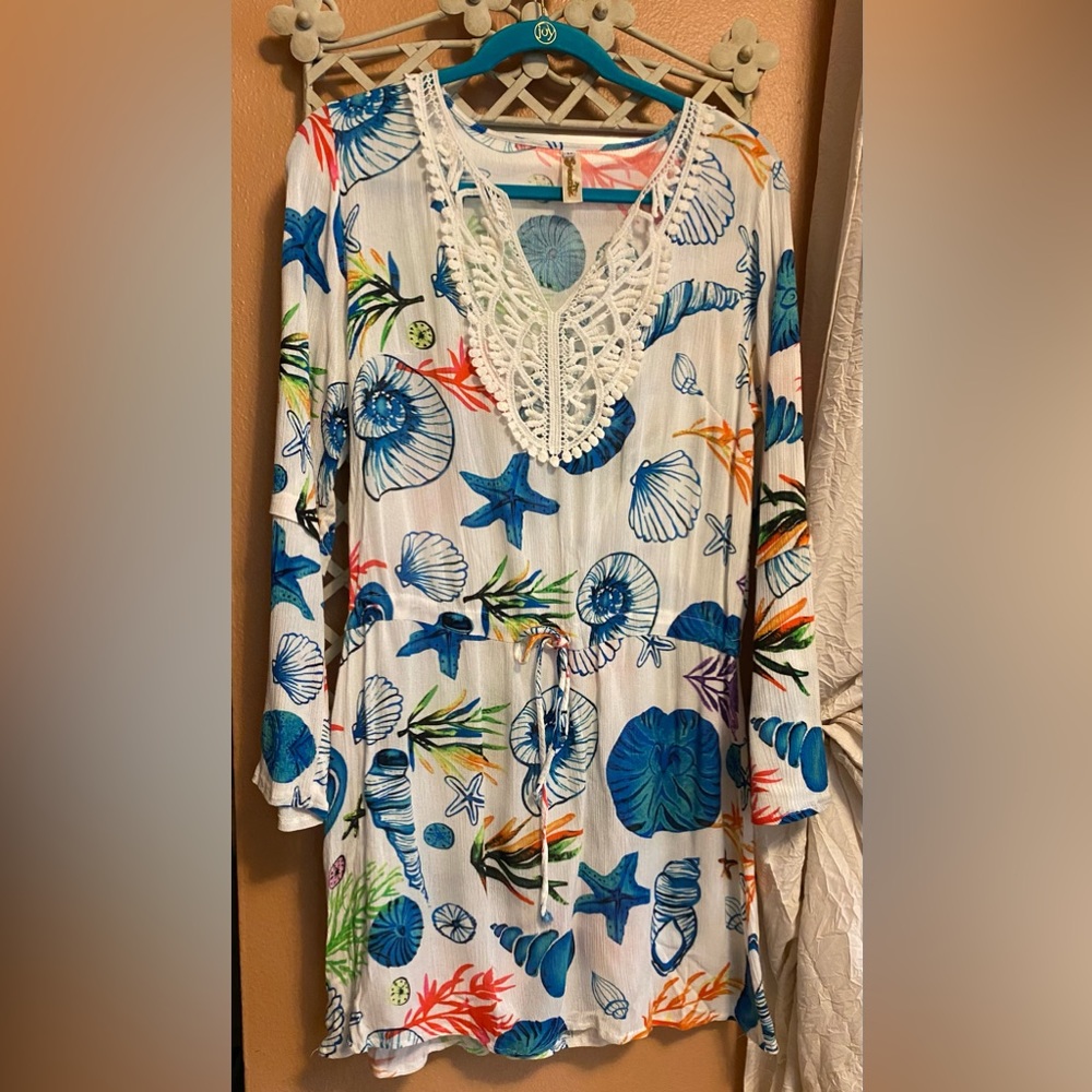 Shoreline swim coverup and beach dress with long sleeves